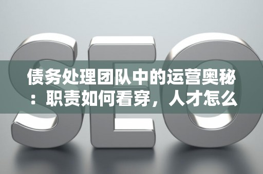 债务处理团队中的运营奥秘：职责如何看穿，人才怎么匹配