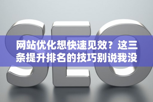 网站优化想快速见效？这三条提升排名的技巧别说我没告诉你