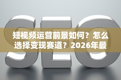 短视频运营前景如何？怎么选择变现赛道？2026年最新避坑指南